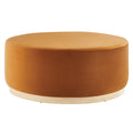 Tilden Large 38" Round Performance Velvet Upholstered Ottoman - Rust Natural