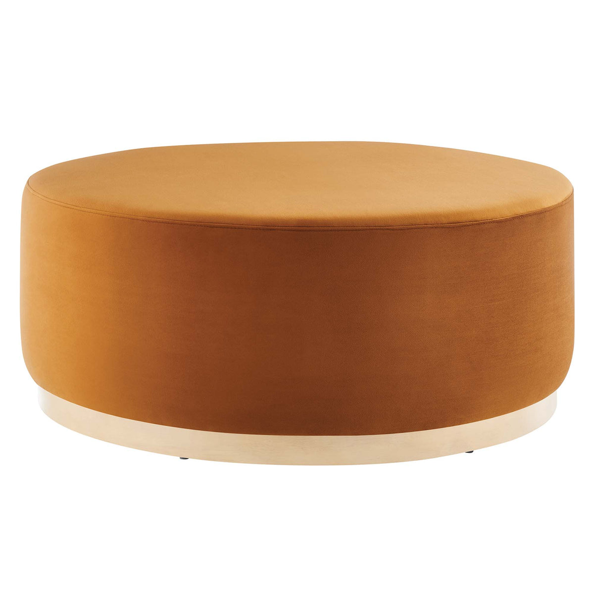 Tilden Large 38" Round Performance Velvet Upholstered Ottoman - Rust Natural