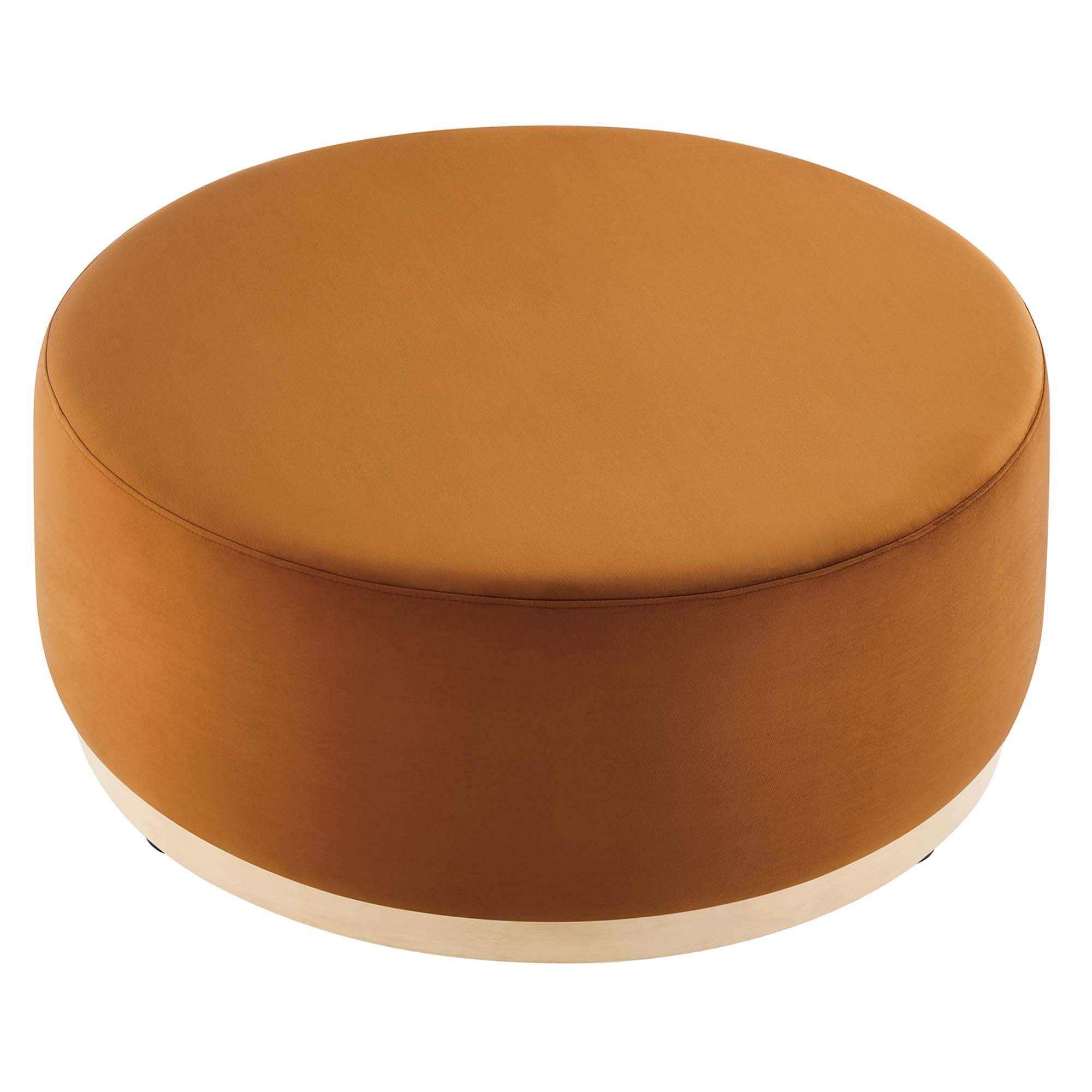Tilden Large 38" Round Performance Velvet Upholstered Ottoman - Rust Natural