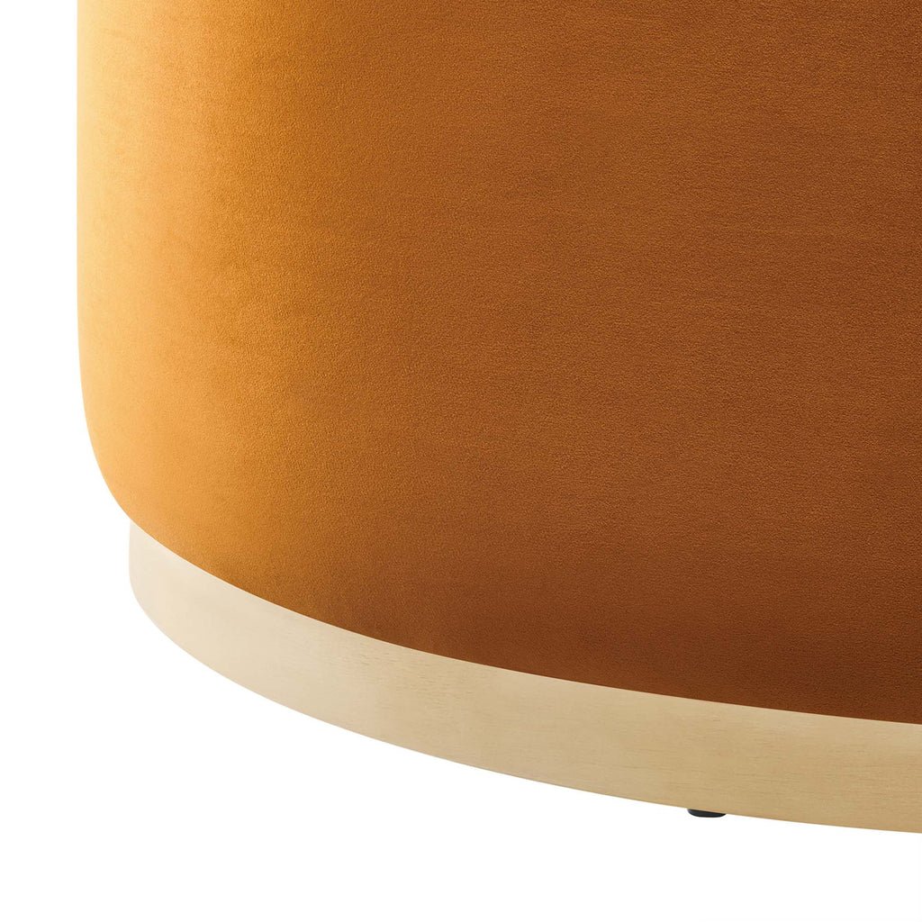Tilden Large 38" Round Performance Velvet Upholstered Ottoman - Rust Natural