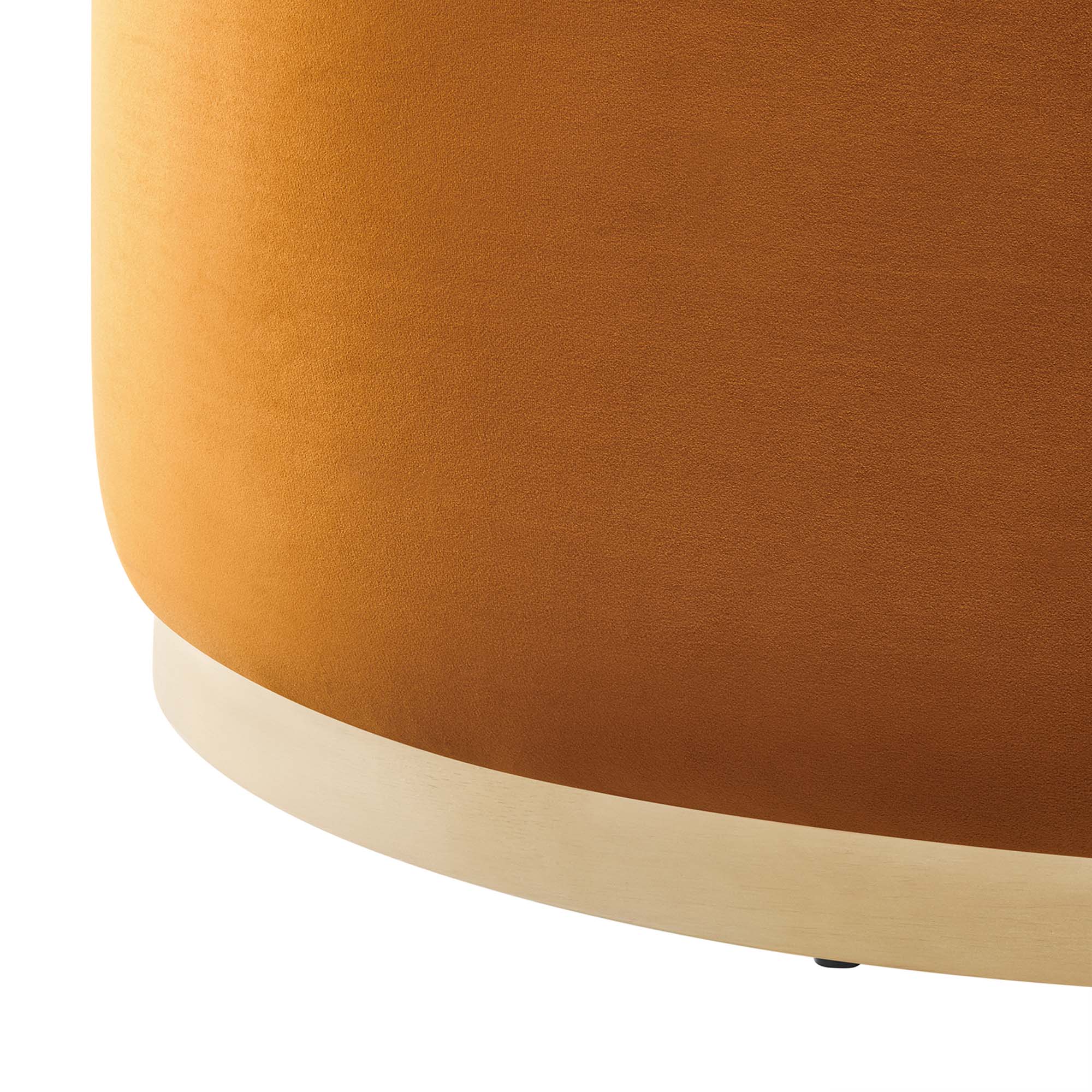 Tilden Large 38" Round Performance Velvet Upholstered Ottoman - Rust Natural
