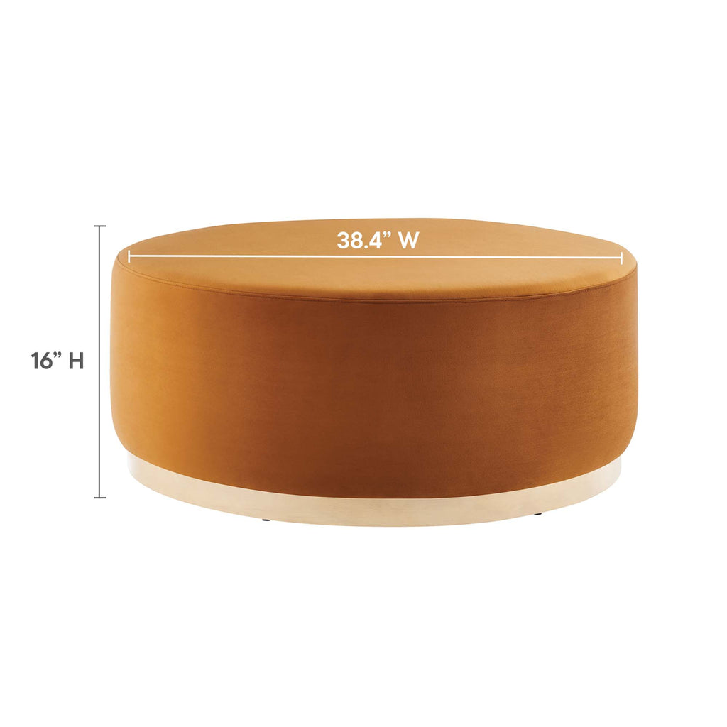 Tilden Large 38" Round Performance Velvet Upholstered Ottoman - Rust Natural