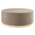 Tilden Large 38" Round Performance Velvet Upholstered Ottoman - Taupe Natural