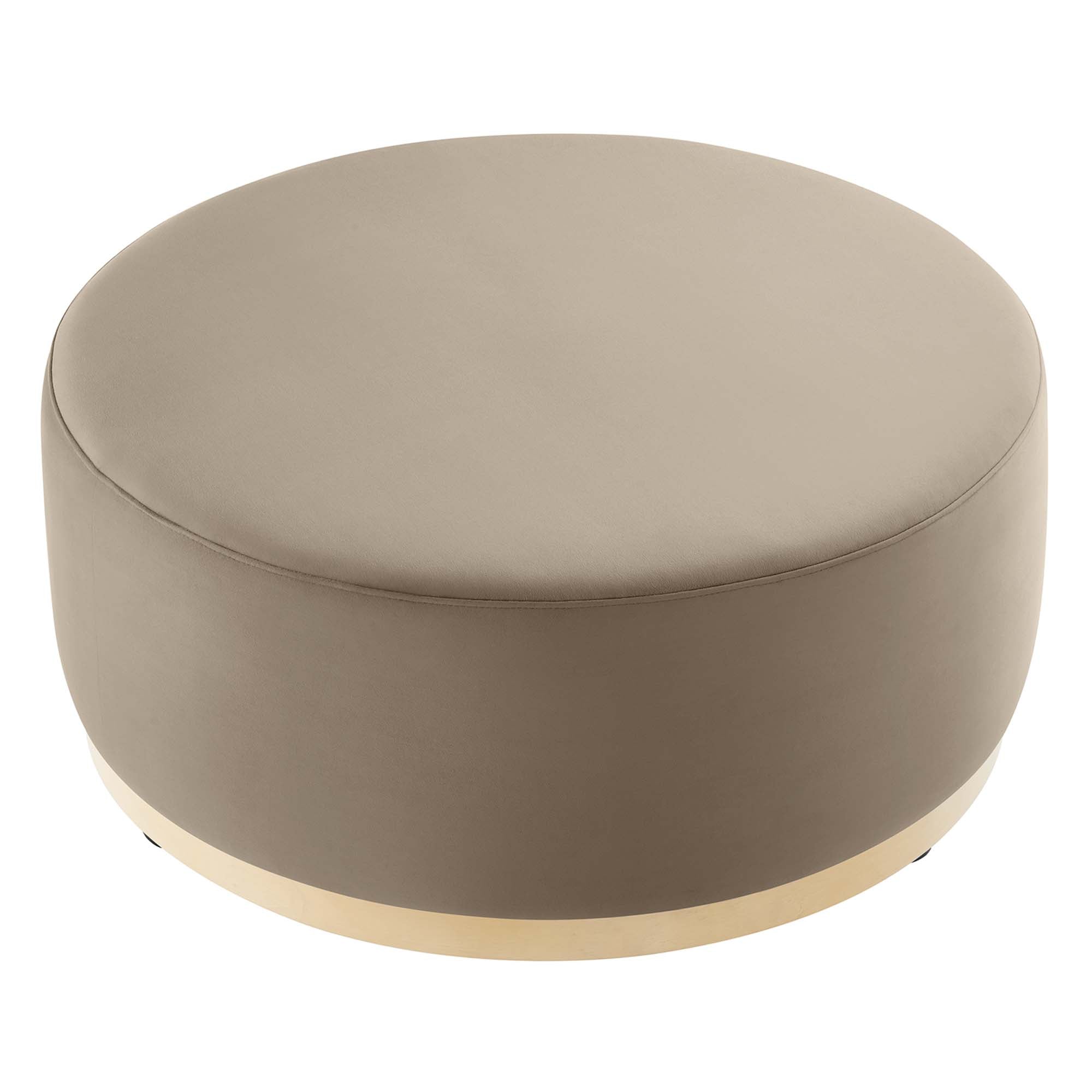 Tilden Large 38" Round Performance Velvet Upholstered Ottoman - Taupe Natural