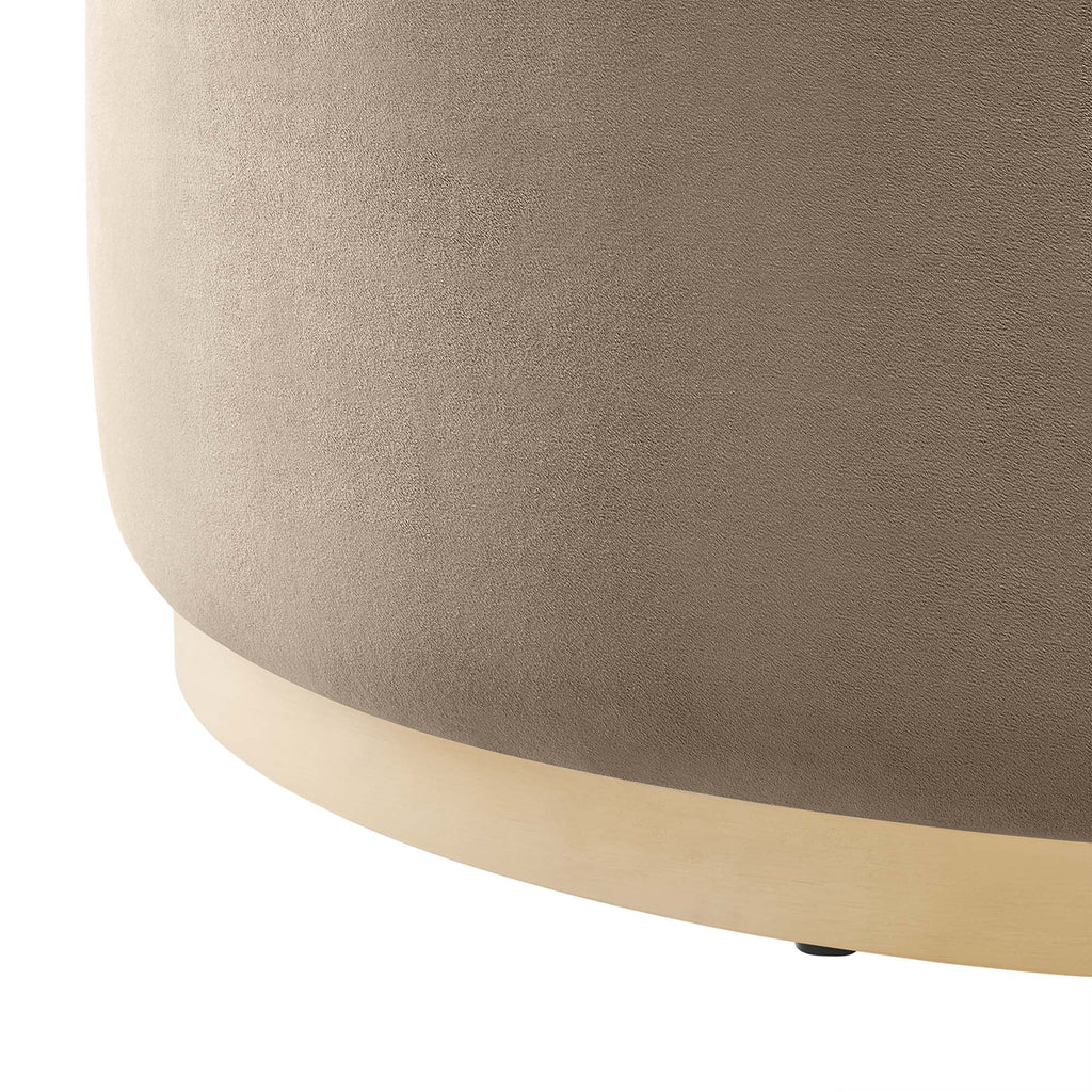 Tilden Large 38" Round Performance Velvet Upholstered Ottoman - Taupe Natural