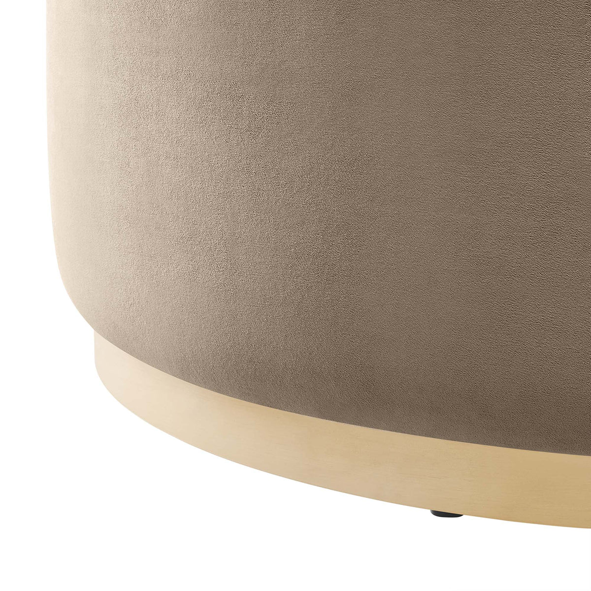 Tilden Large 38" Round Performance Velvet Upholstered Ottoman - Taupe Natural