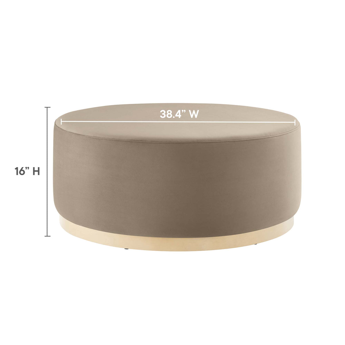Tilden Large 38" Round Performance Velvet Upholstered Ottoman - Taupe Natural