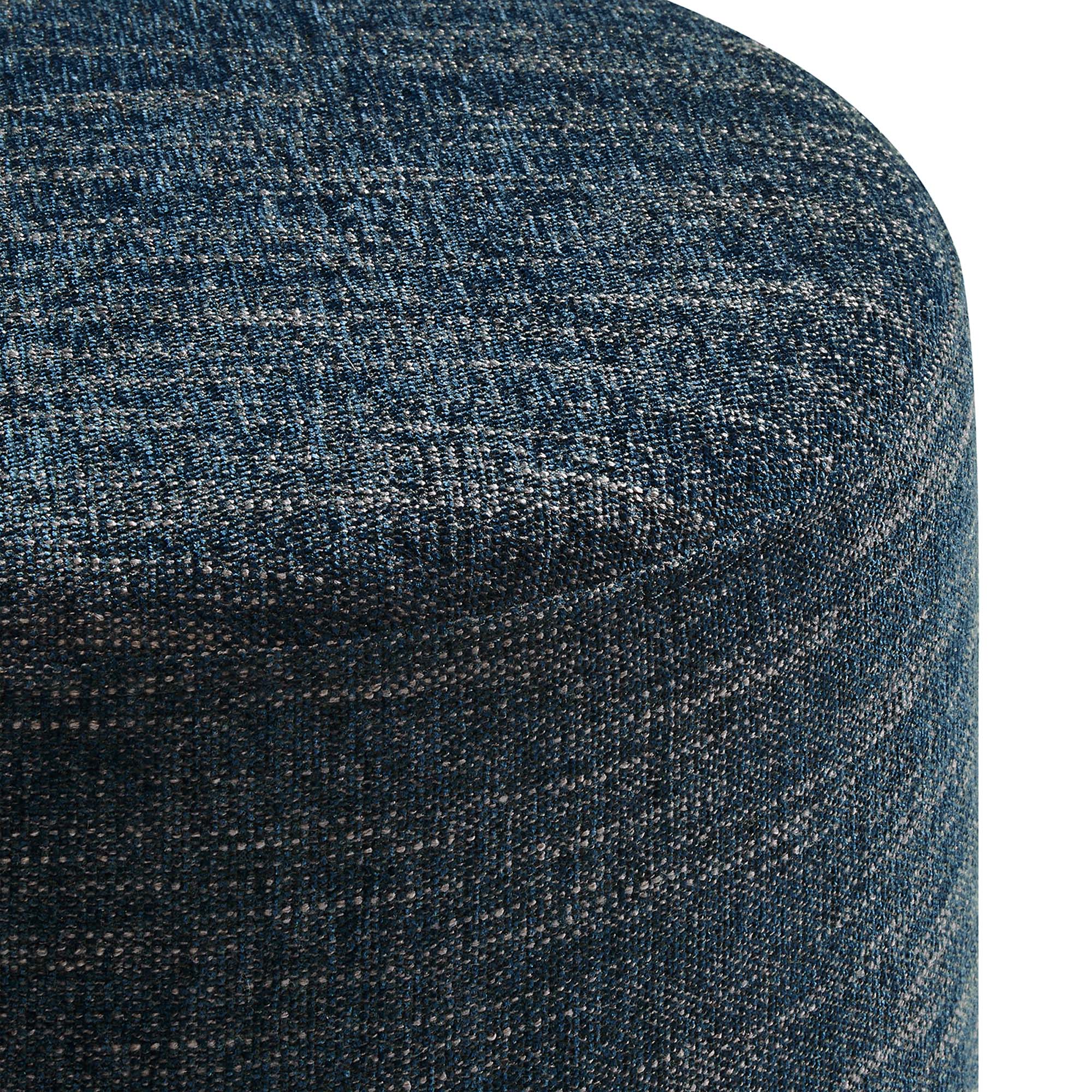 Callum 16" Round Woven Heathered Fabric Upholstered Ottoman - Heathered Weave Azure