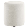 Callum 16" Round Woven Heathered Fabric Upholstered Ottoman - Heathered Weave Ivory