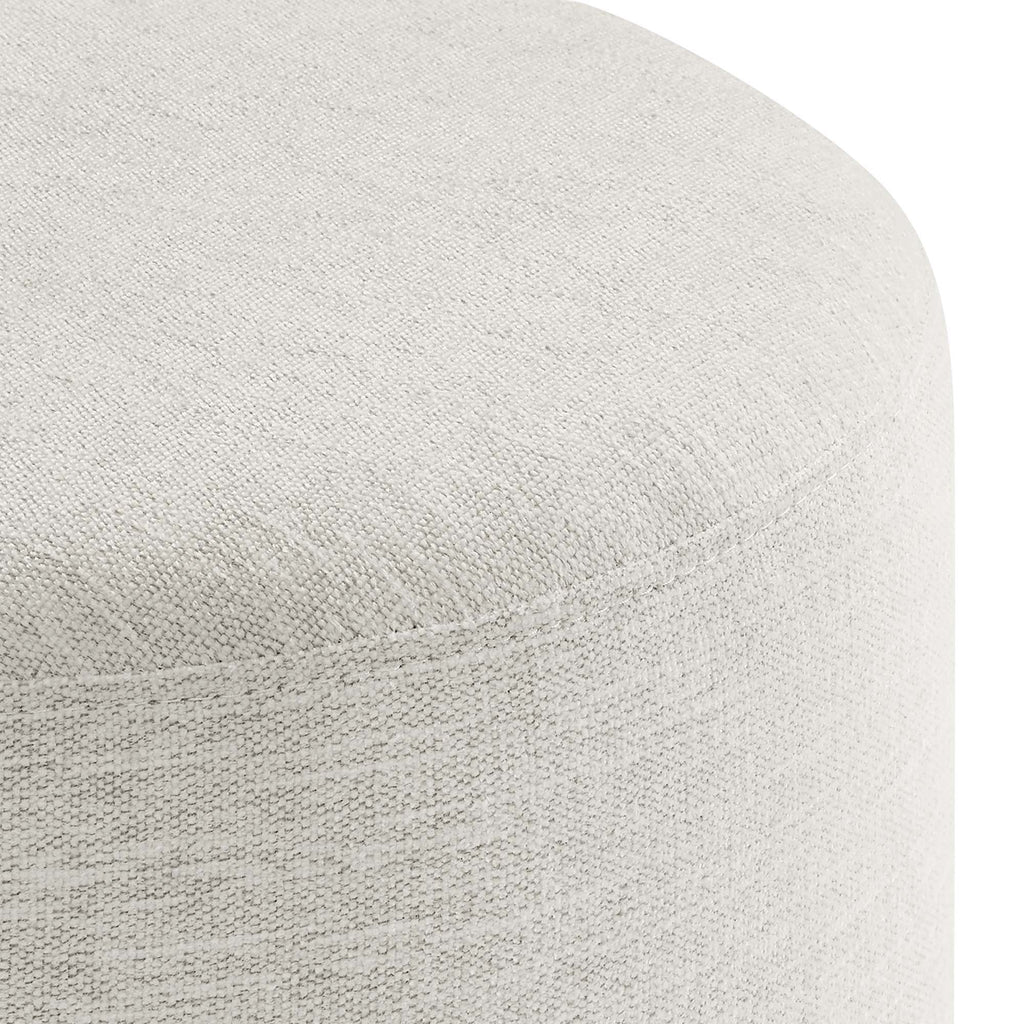 Callum 16" Round Woven Heathered Fabric Upholstered Ottoman - Heathered Weave Ivory