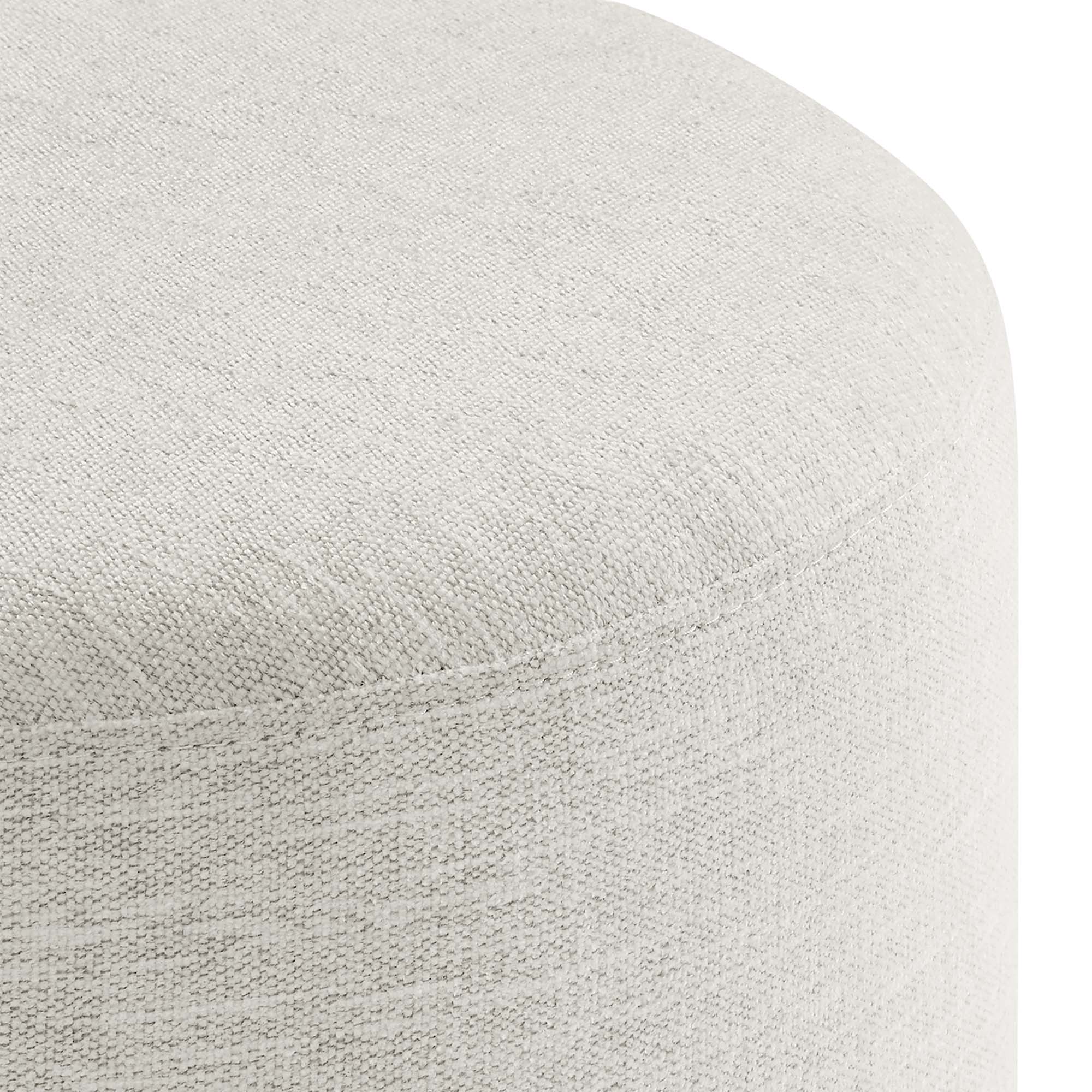 Callum 16" Round Woven Heathered Fabric Upholstered Ottoman - Heathered Weave Ivory