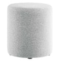 Callum 16" Round Woven Heathered Fabric Upholstered Ottoman - Heathered Weave Light Gray