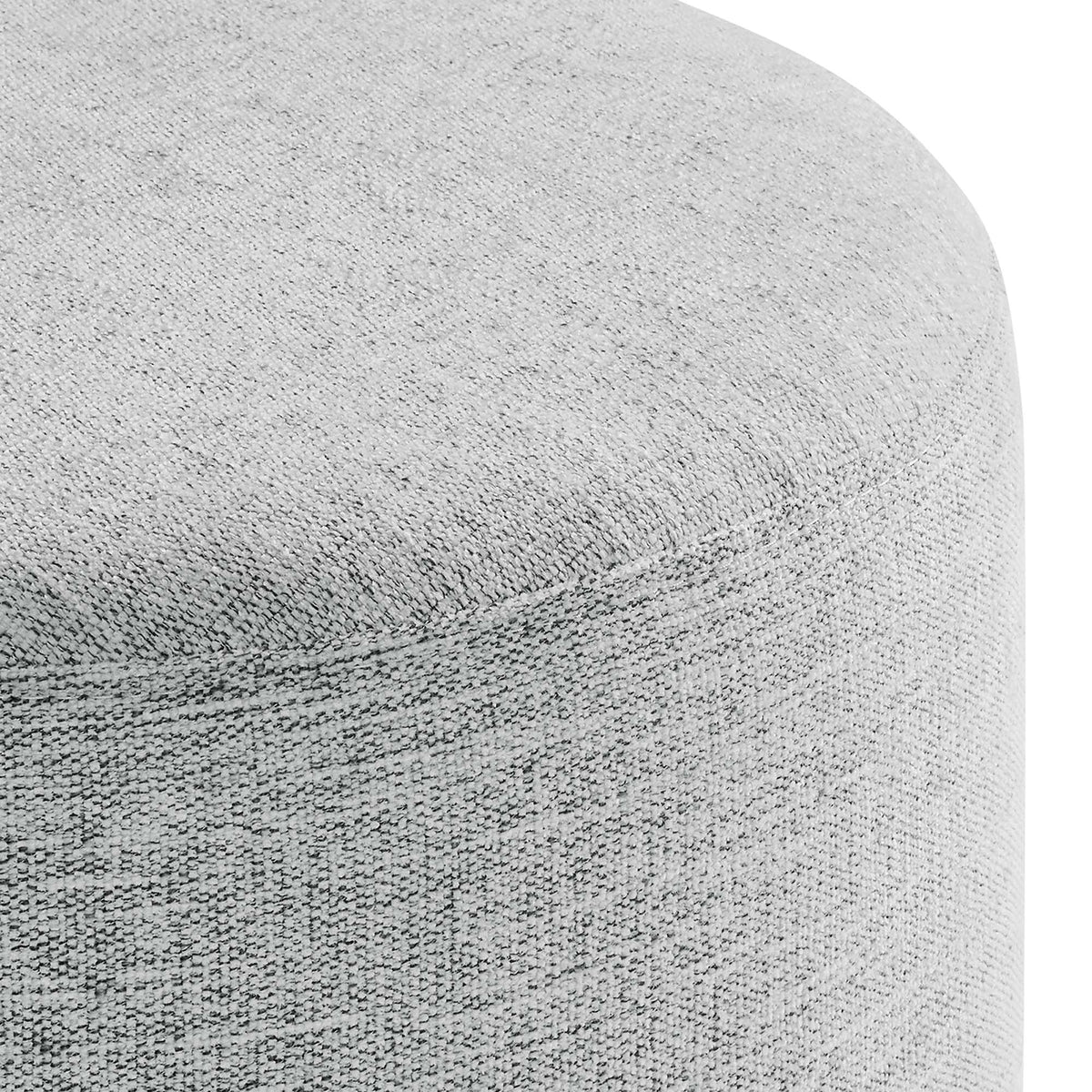 Callum 16" Round Woven Heathered Fabric Upholstered Ottoman - Heathered Weave Light Gray