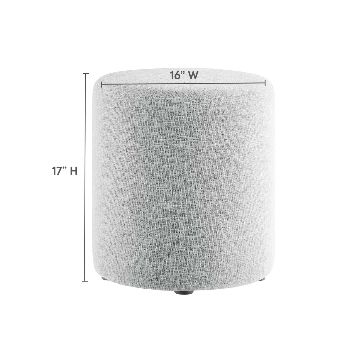 Callum 16" Round Woven Heathered Fabric Upholstered Ottoman - Heathered Weave Light Gray