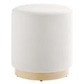 Tilden 16" Round Performance Velvet Upholstered Ottoman - Alabaster Natural