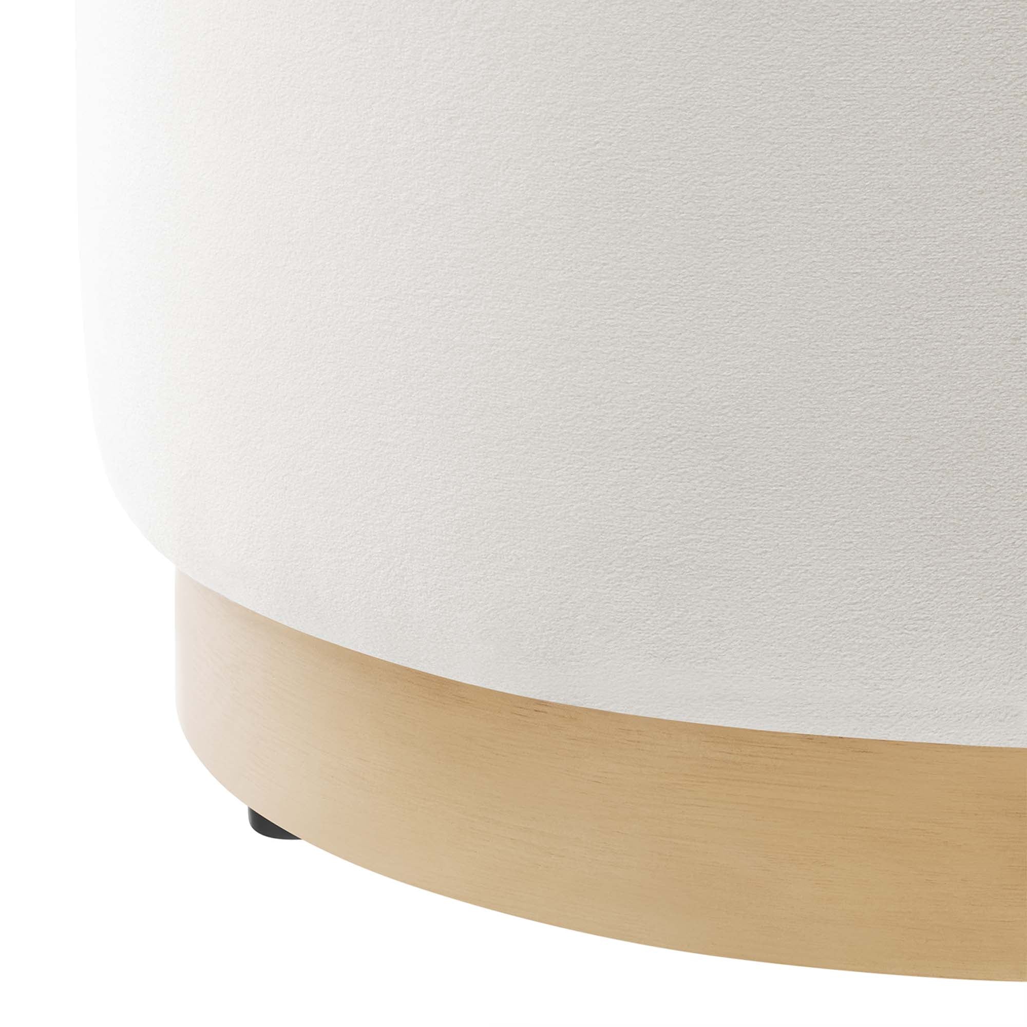 Tilden 16" Round Performance Velvet Upholstered Ottoman - Alabaster Natural