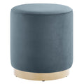 Tilden 16" Round Performance Velvet Upholstered Ottoman - Cadet Blue Natural