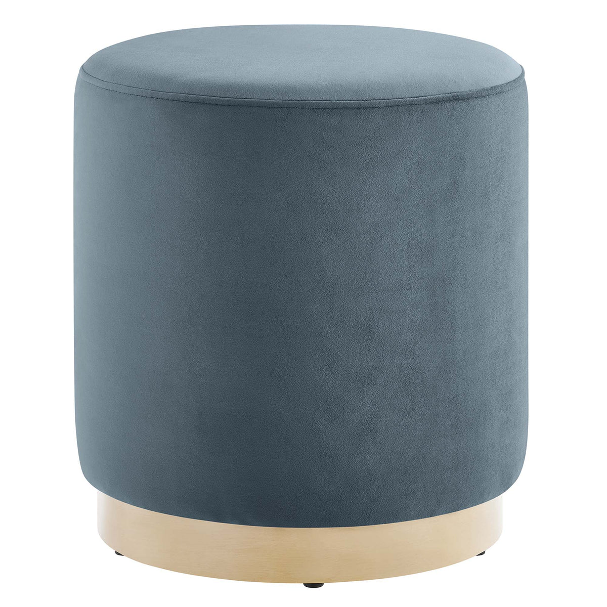Tilden 16" Round Performance Velvet Upholstered Ottoman - Cadet Blue Natural