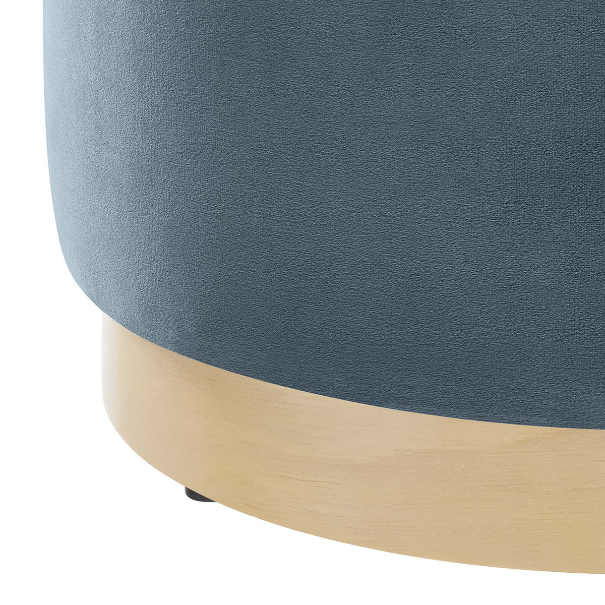 Tilden 16" Round Performance Velvet Upholstered Ottoman - Cadet Blue Natural