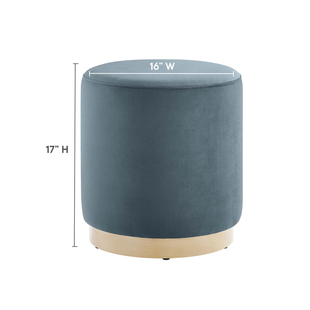 Tilden 16" Round Performance Velvet Upholstered Ottoman - Cadet Blue Natural