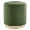 Tilden 16" Round Performance Velvet Upholstered Ottoman - Moss Green Natural