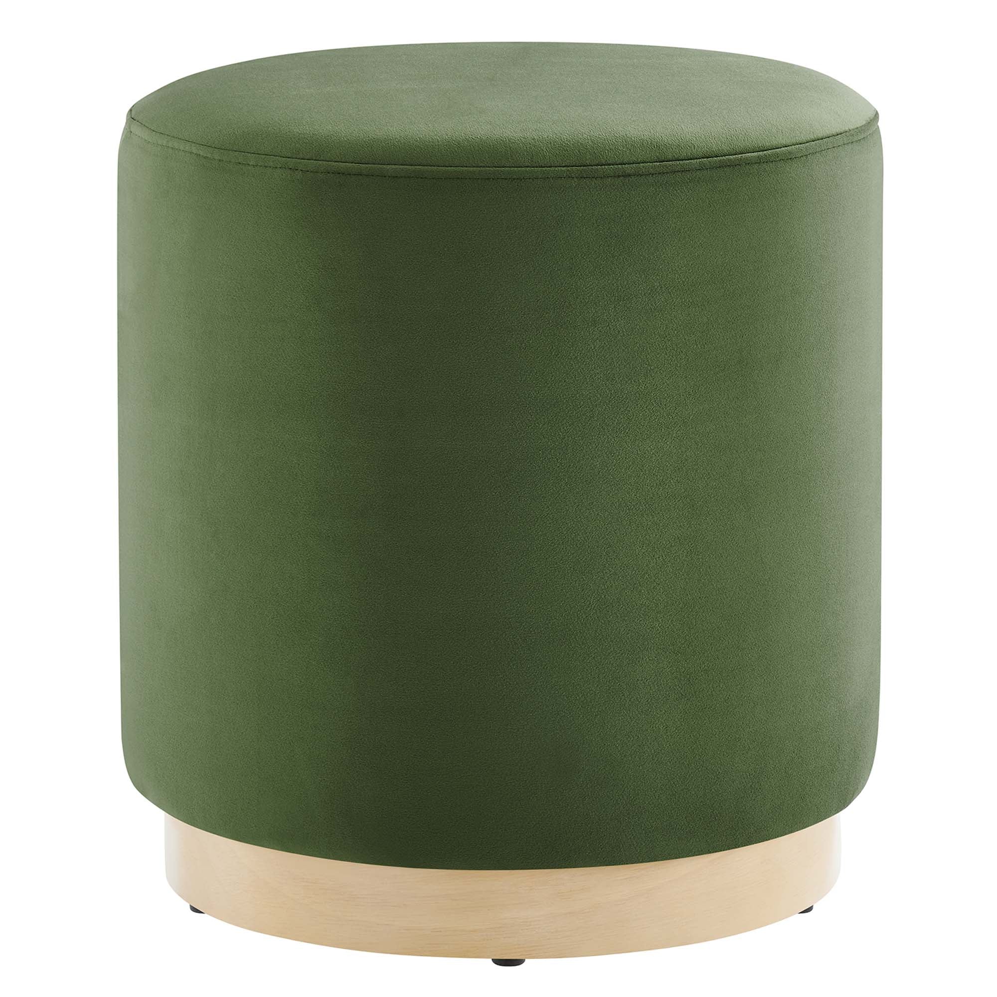 Tilden 16" Round Performance Velvet Upholstered Ottoman - Moss Green Natural