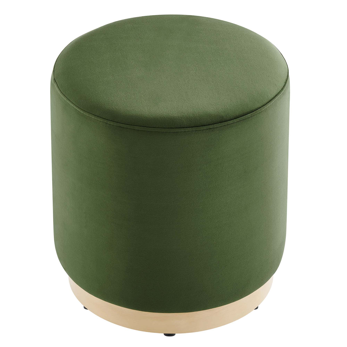 Tilden 16" Round Performance Velvet Upholstered Ottoman - Moss Green Natural