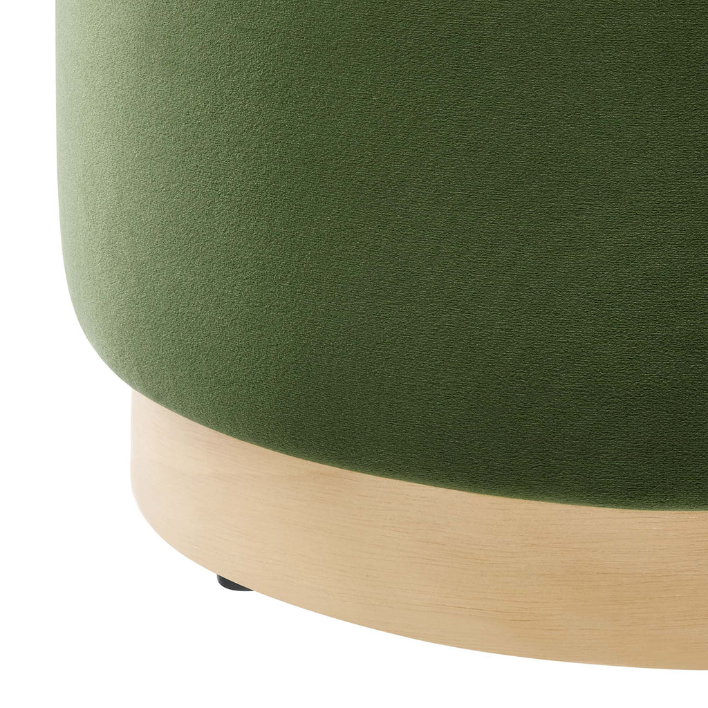 Tilden 16" Round Performance Velvet Upholstered Ottoman - Moss Green Natural