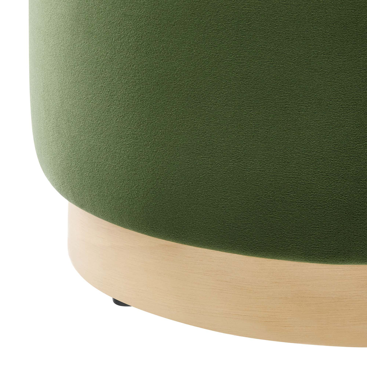 Tilden 16" Round Performance Velvet Upholstered Ottoman - Moss Green Natural