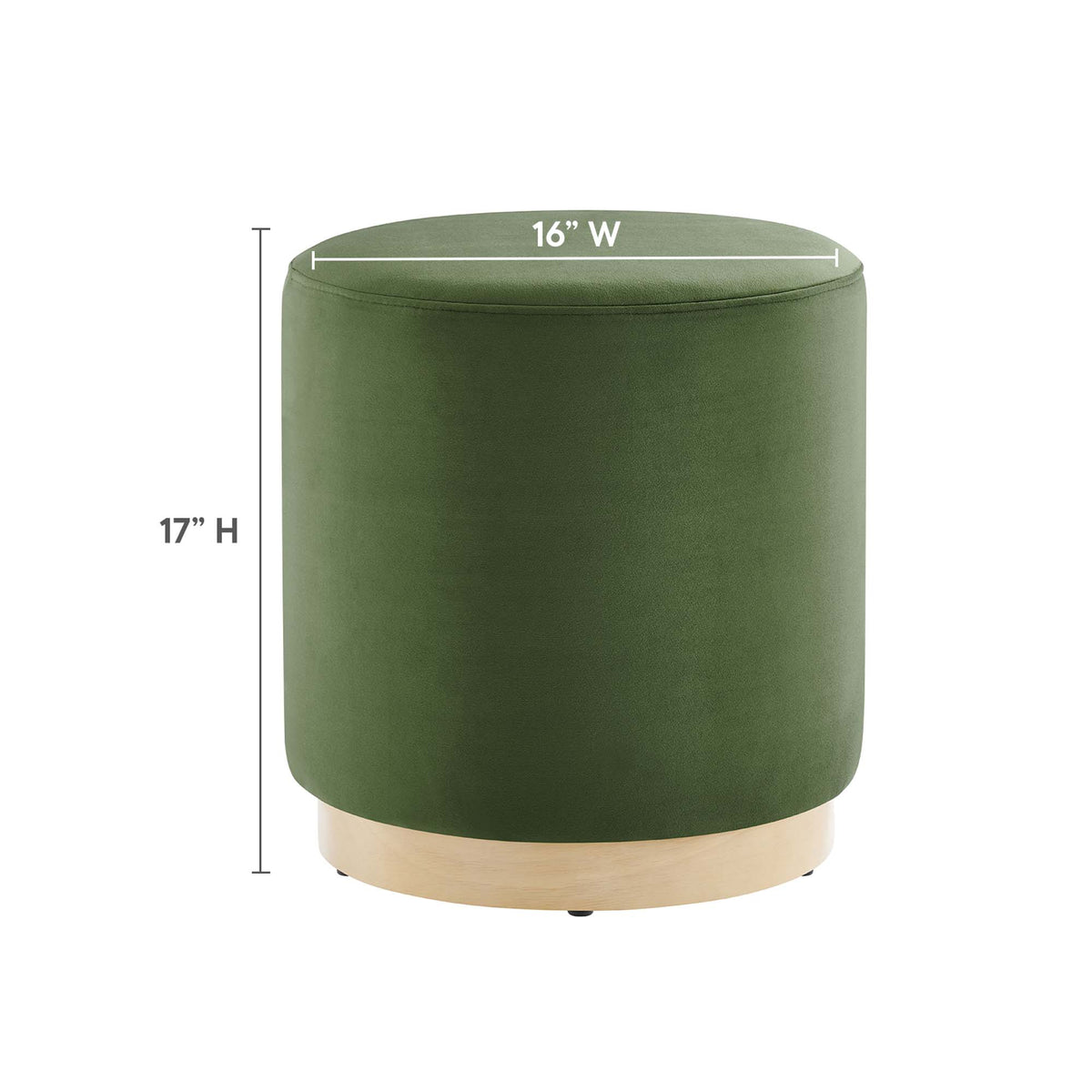 Tilden 16" Round Performance Velvet Upholstered Ottoman - Moss Green Natural
