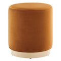 Tilden 16" Round Performance Velvet Upholstered Ottoman - Rust Natural