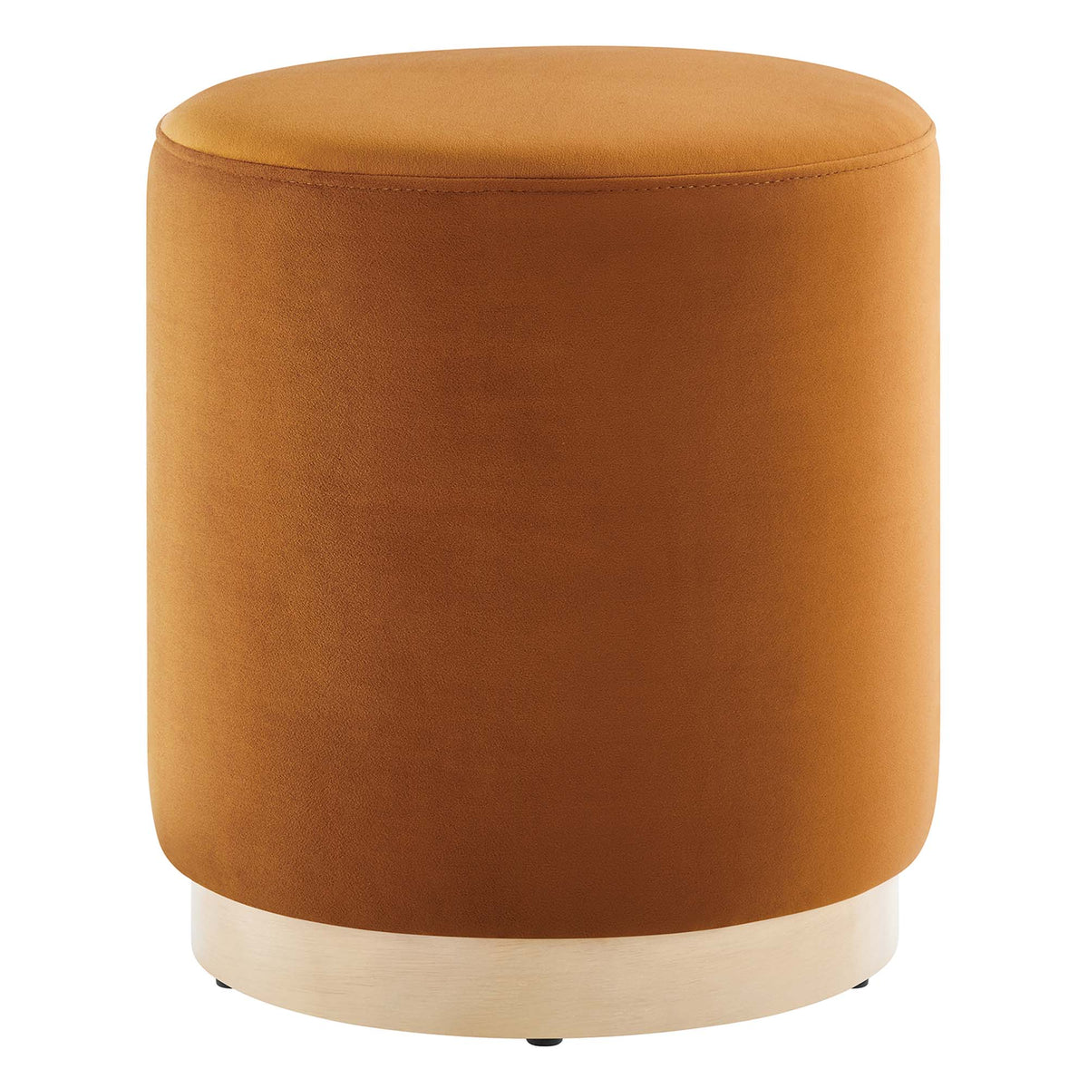 Tilden 16" Round Performance Velvet Upholstered Ottoman - Rust Natural