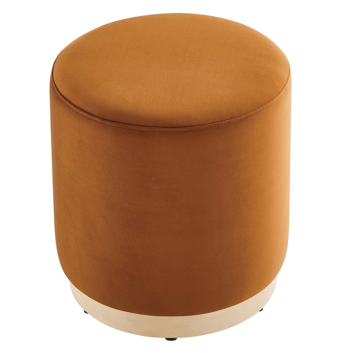 Tilden 16" Round Performance Velvet Upholstered Ottoman - Rust Natural