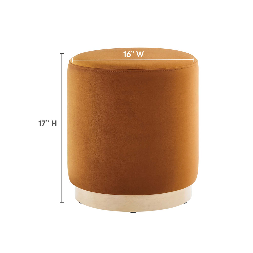 Tilden 16" Round Performance Velvet Upholstered Ottoman - Rust Natural