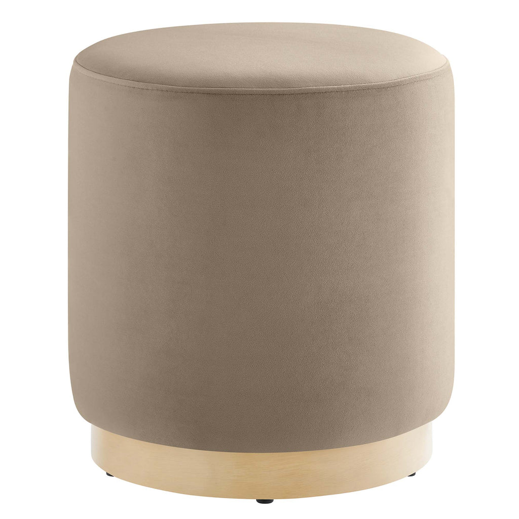 Tilden 16" Round Performance Velvet Upholstered Ottoman - Taupe Natural
