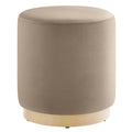 Tilden 16" Round Performance Velvet Upholstered Ottoman - Taupe Natural