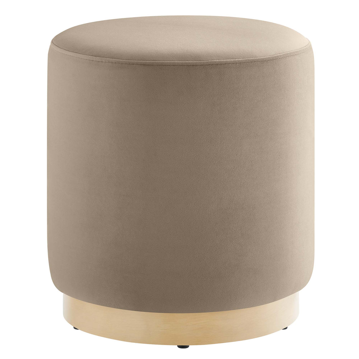 Tilden 16" Round Performance Velvet Upholstered Ottoman - Taupe Natural