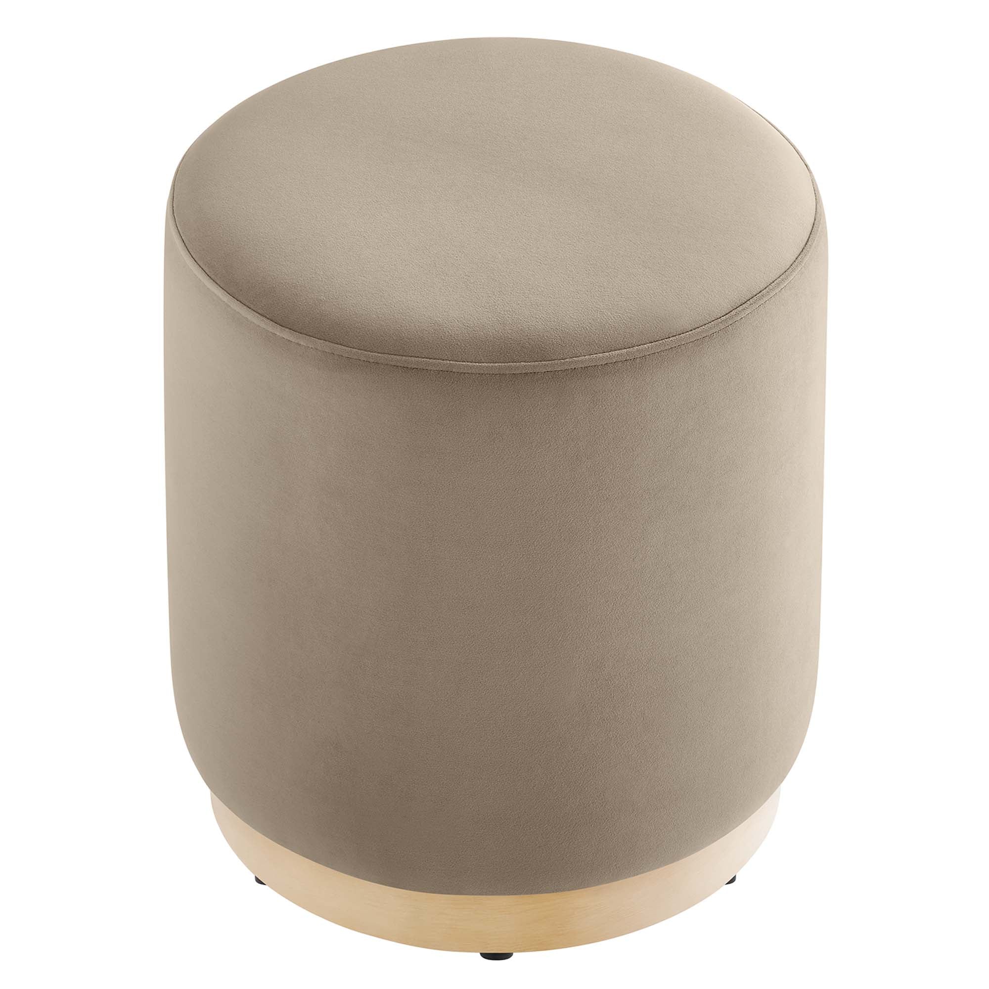 Tilden 16" Round Performance Velvet Upholstered Ottoman - Taupe Natural