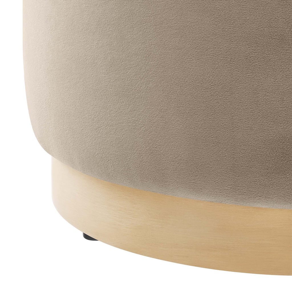 Tilden 16" Round Performance Velvet Upholstered Ottoman - Taupe Natural
