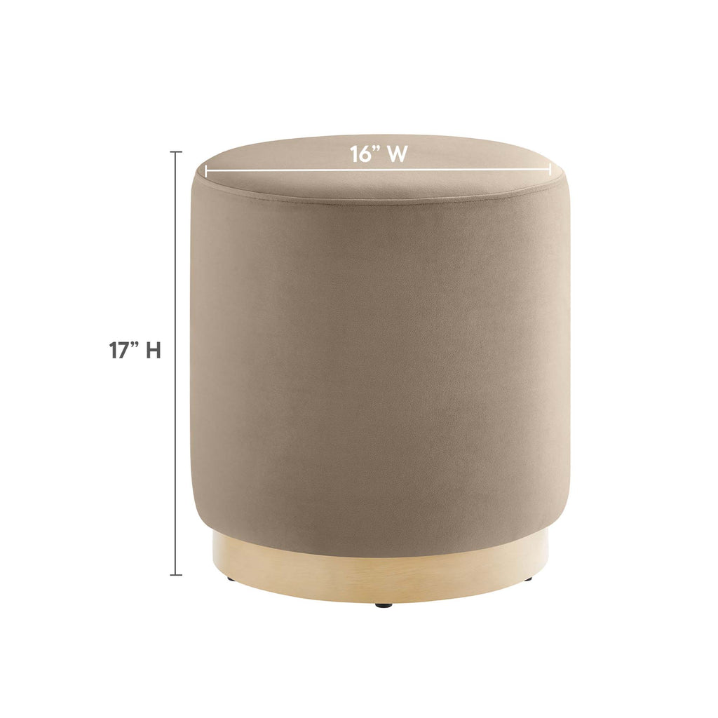 Tilden 16" Round Performance Velvet Upholstered Ottoman - Taupe Natural
