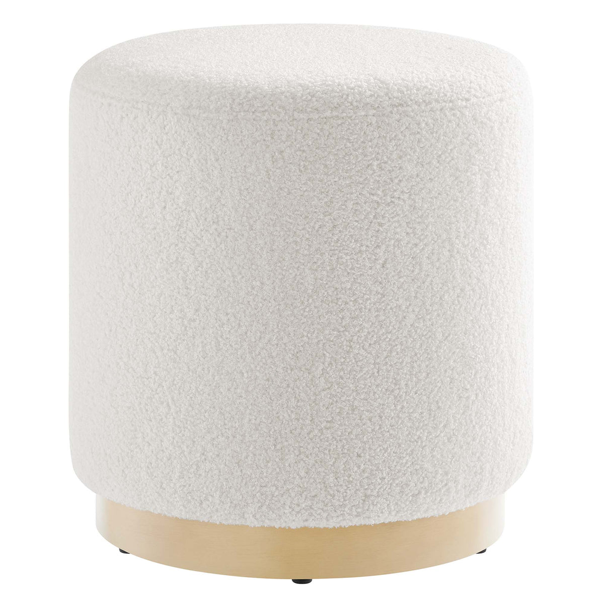 Tilden 16" Round Sherpa Upholstered Ottoman - Ivory Natural
