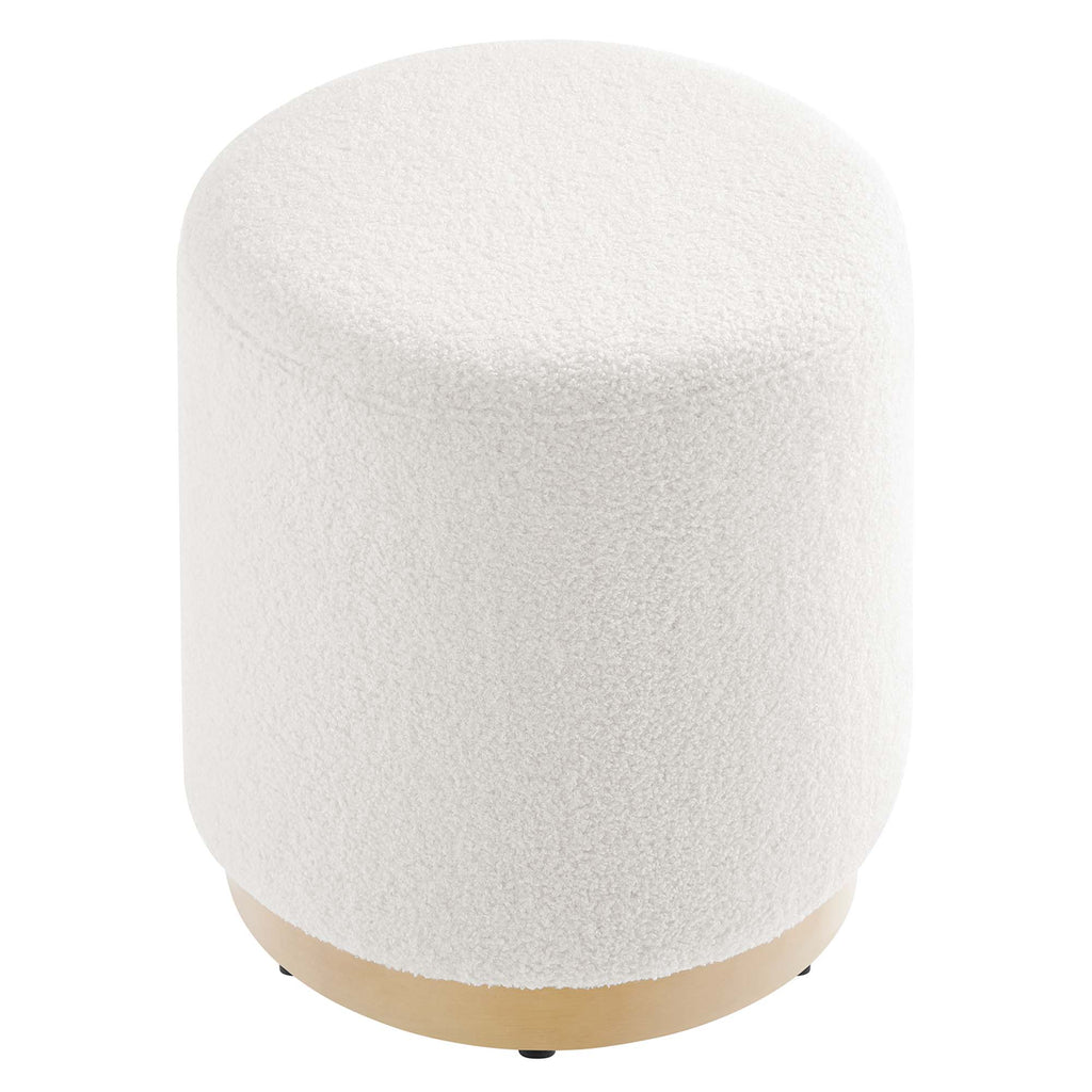 Tilden 16" Round Sherpa Upholstered Ottoman - Ivory Natural