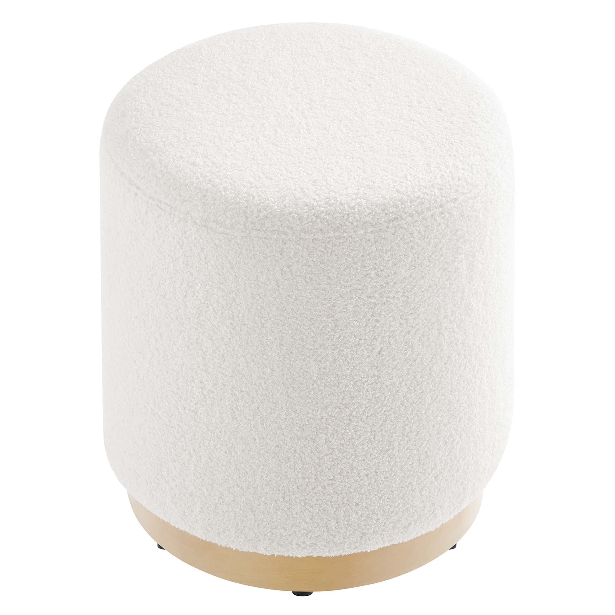 Tilden 16" Round Sherpa Upholstered Ottoman - Ivory Natural