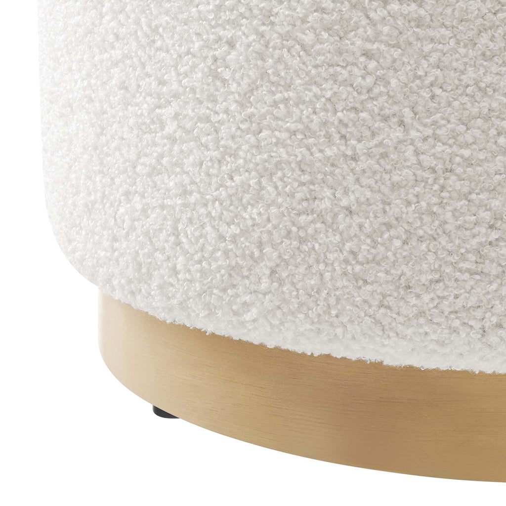 Tilden 16" Round Sherpa Upholstered Ottoman - Ivory Natural