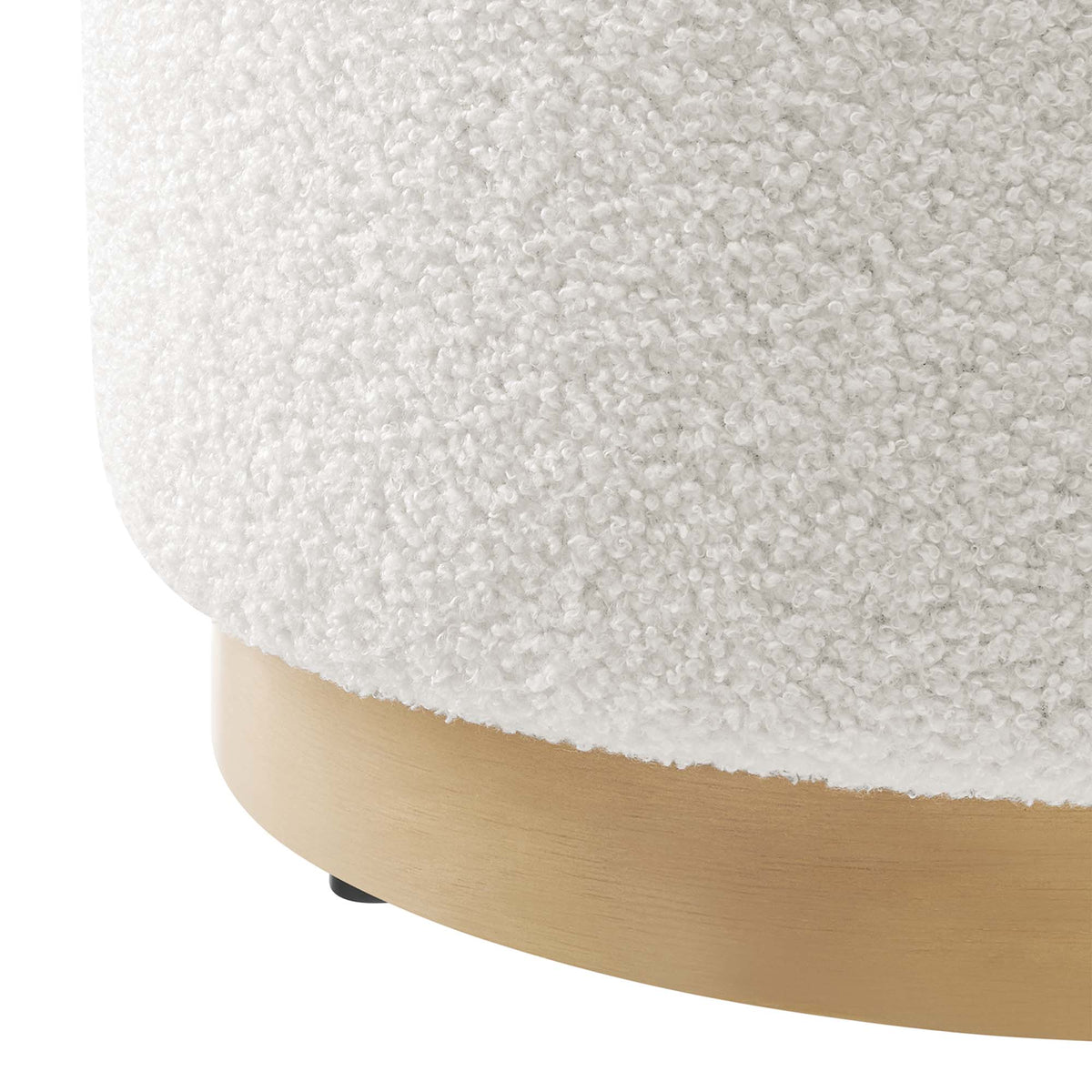 Tilden 16" Round Sherpa Upholstered Ottoman - Ivory Natural