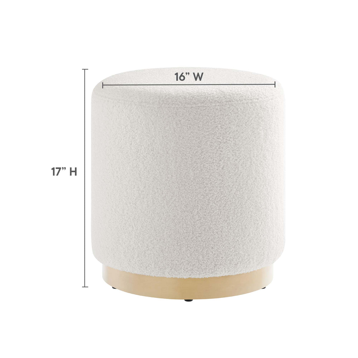 Tilden 16" Round Sherpa Upholstered Ottoman - Ivory Natural