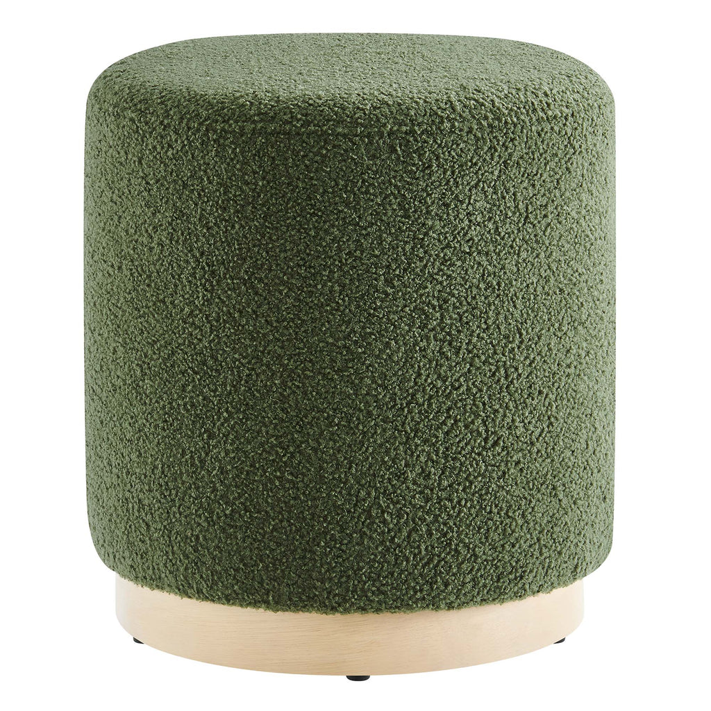 Tilden 16" Round Sherpa Upholstered Ottoman - Moss Green Natural