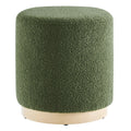 Tilden 16" Round Sherpa Upholstered Ottoman - Moss Green Natural