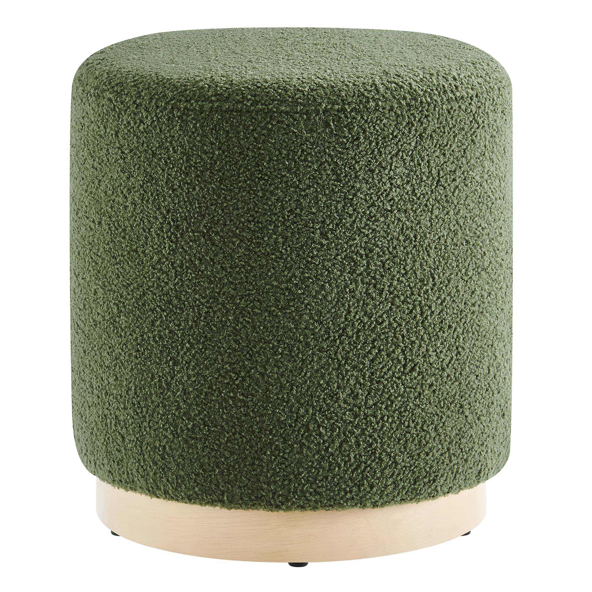 Tilden 16" Round Sherpa Upholstered Ottoman - Moss Green Natural