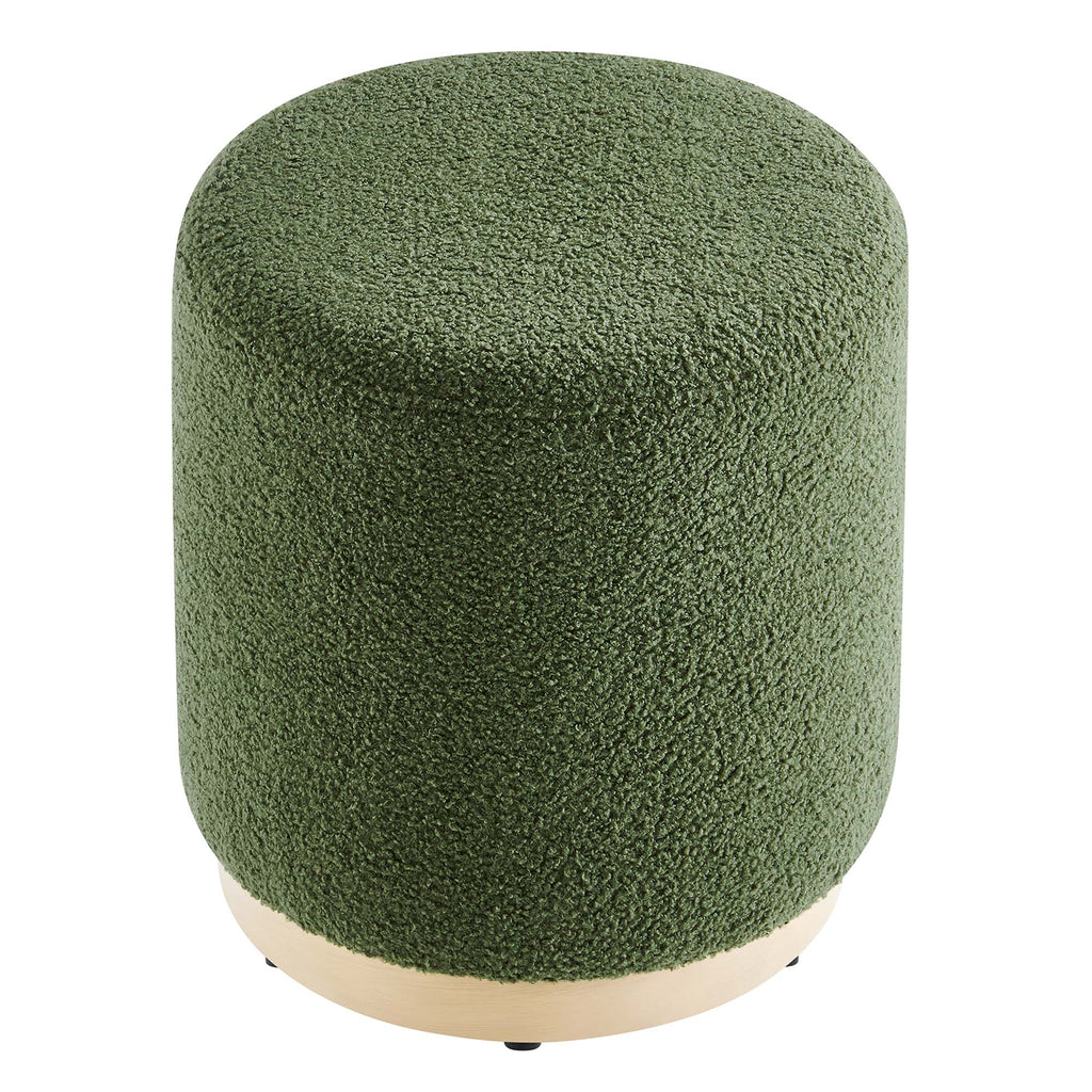 Tilden 16" Round Sherpa Upholstered Ottoman - Moss Green Natural